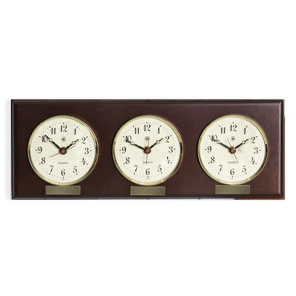 Bey Berk International Bey-Berk International WS215 Brass Triple Quartz Clock - Mahogany WS215 - main